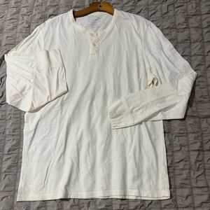American Eagle Legend Cream Long Sleeve Henley Shirt